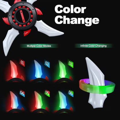 Flywheel Rotating Sword Shuriken Glowing Ninja Lightsaber Katana Blade Fidget Spinner Dart Toy