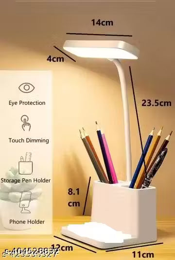 3 Color Mode LED Study/Table/Desk Lamp with Pen & Phone Holder, Rechargeable Touch On/Off Lamp for Studying