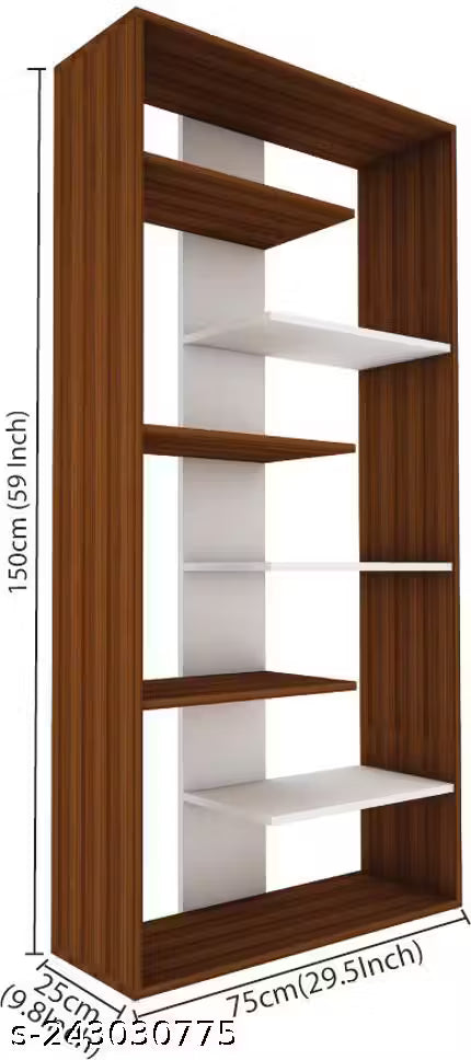 Engineered Wood Open Book Shelf (Finish Color - Walnut, Knock Down)