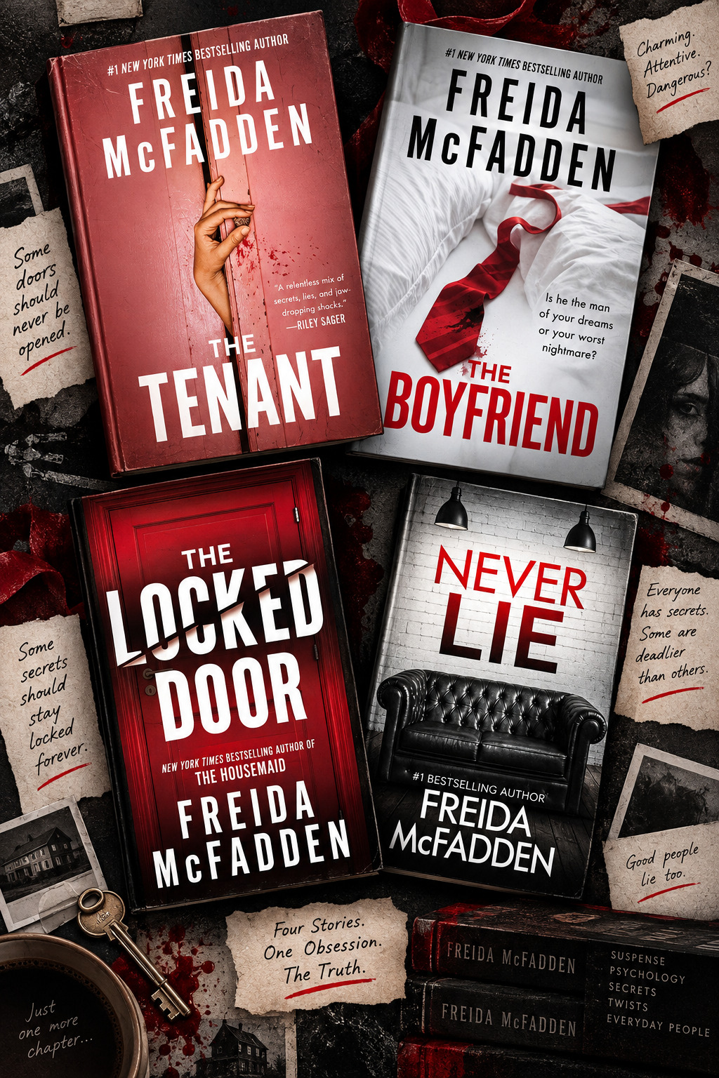 [COMBO] Freida McFadden Backman 4 Books: The Locked Door, The Boyfriend, The Tenant, Never Lie