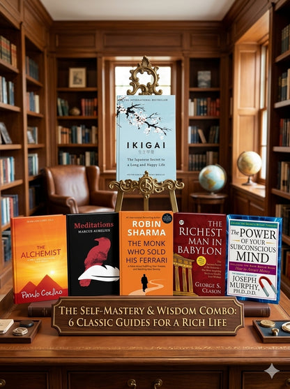 [COMBO] Wisdom & Growth 6 Books: Ikigai, The Richest Man In Babylon, The Monk Who Sold his Ferrari, The Power of Subconscious Mind, The Alchemist, Meditations