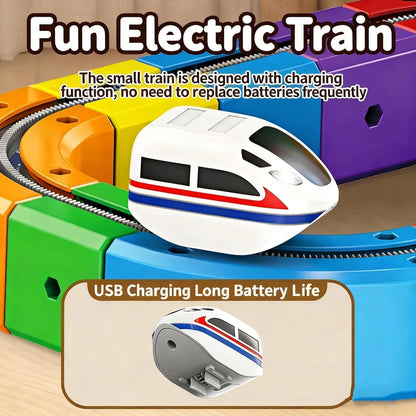 Magical Anti Gravity Racing Train Track Set 51 Pcs with Motorized Train & Flexible 3D Tracks | STEM Learning Toy for Kids 3+