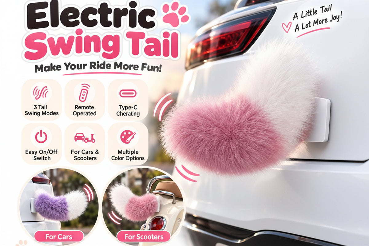 Funny Electric Furry Kitty Moving Tail Rechargeable With Remote Control Cute Funny Auto Decor Accessory