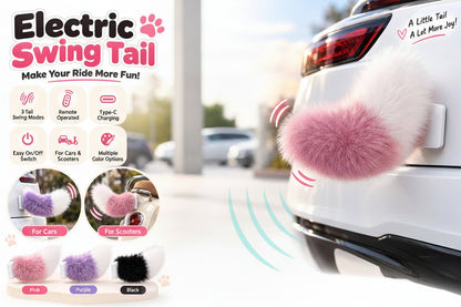 Funny Electric Furry Kitty Moving Tail Rechargeable With Remote Control Cute Funny Auto Decor Accessory