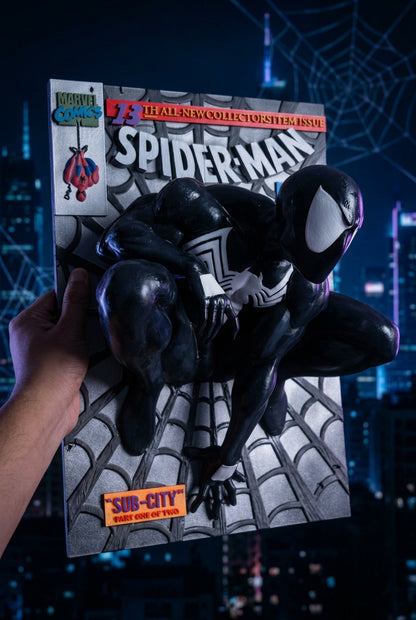Spider-Man (Black Suit) Comic Cover 3D Printed (Limited Edition)