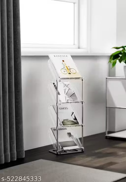 4-Layer Stackable Plastic Book Rack Multipurpose Storage Shelf