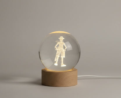 Luffy One Piece 3D Crystal Ball Lamp Night Light - LED Decorative, Home Decor, Birthday Gift for Kids & Anime Lovers