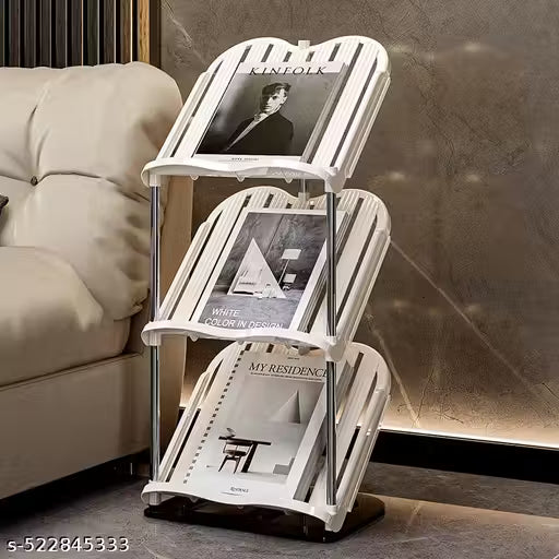 4-Layer Stackable Plastic Book Rack Multipurpose Storage Shelf