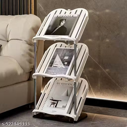 4-Layer Stackable Plastic Book Rack Multipurpose Storage Shelf