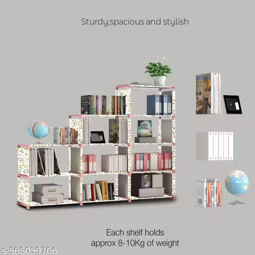 12 Shelf Book shelf Almirah - Foldable, Collapsible & Portable bookshelf,open wardrobe