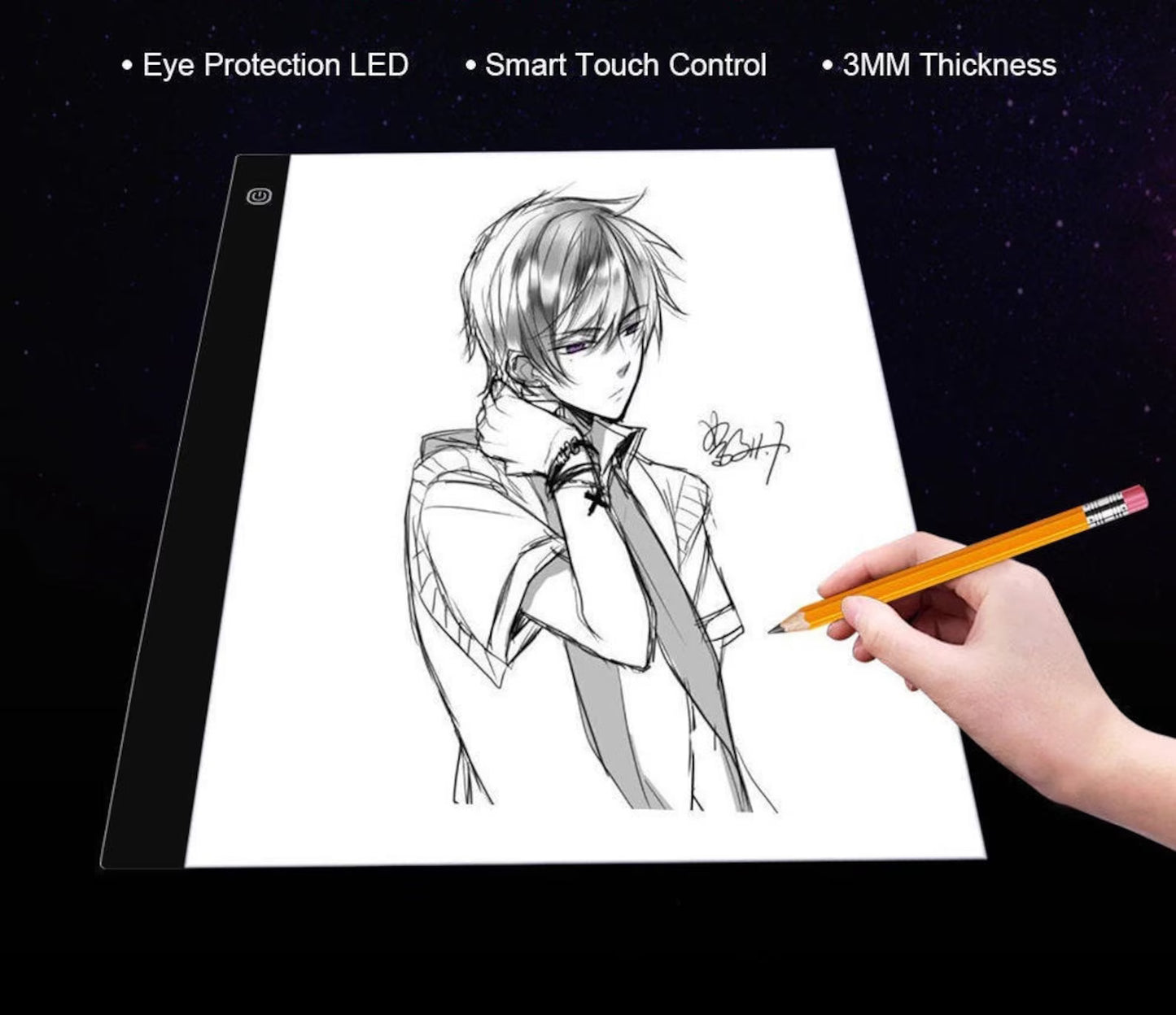 LED Light Tracing Pad Drawing Pad, Tracing Board with Type-C Charge Cable and Brightness Adjustable for Artists, Animation Drawing, Sketching, Animation, X-ray Viewing