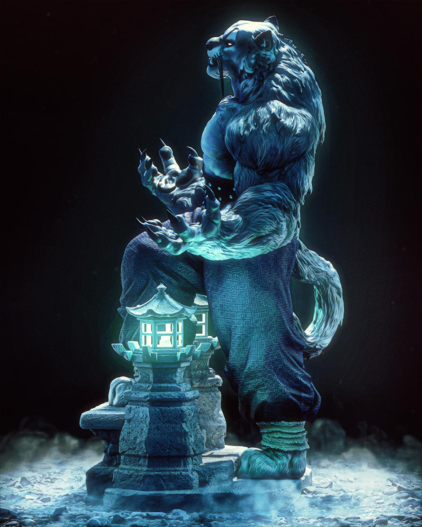 Tai Lung Snow Leopard Kung Fu Panda Statue 3D Printed Resin Collectible By Tibs 3D Studio
