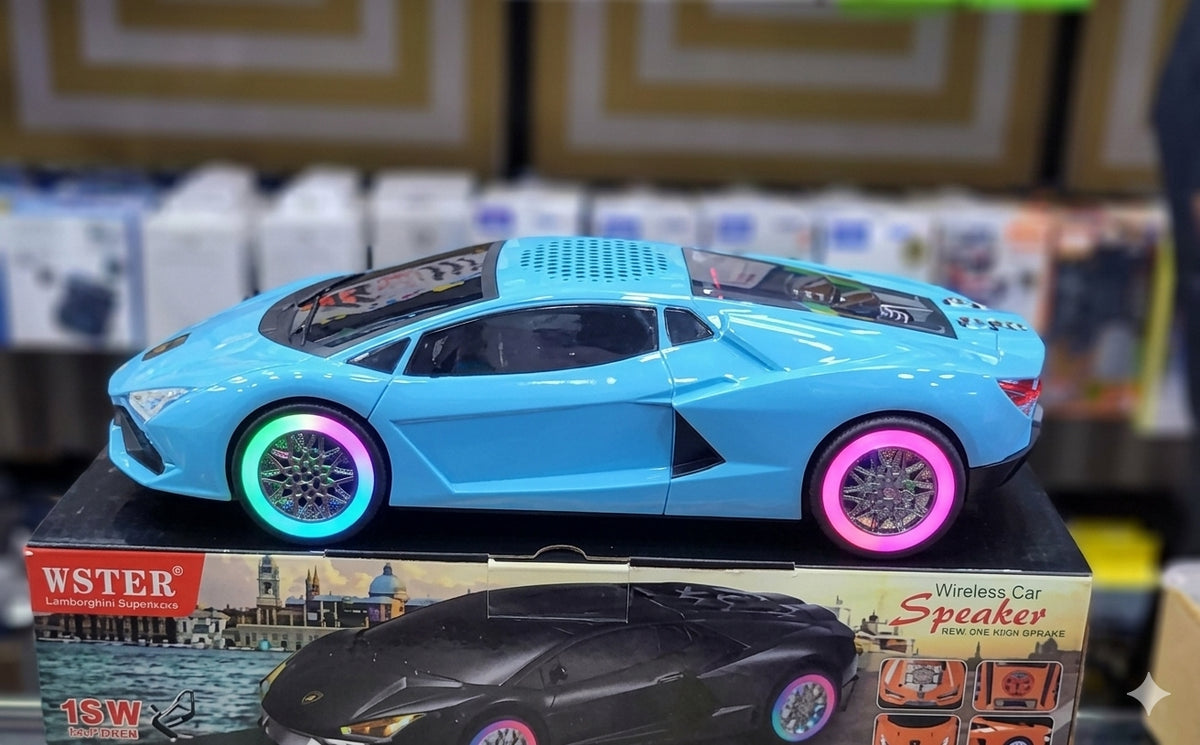 WSTER WS-690 Lemborgini Car Wireless Bluetooth Speaker 15 Watts| FM Radio, USB, TF Card, LED Lights