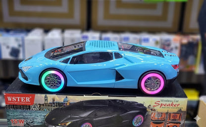 WSTER WS-690 Lemborgini Car Wireless Bluetooth Speaker 15 Watts| FM Radio, USB, TF Card, LED Lights