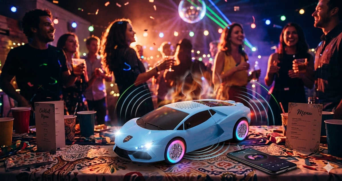 WSTER WS-690 Lemborgini Car Wireless Bluetooth Speaker 15 Watts| FM Radio, USB, TF Card, LED Lights