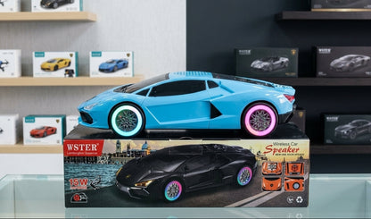WSTER WS-690 Lemborgini Car Wireless Bluetooth Speaker 15 Watts| FM Radio, USB, TF Card, LED Lights
