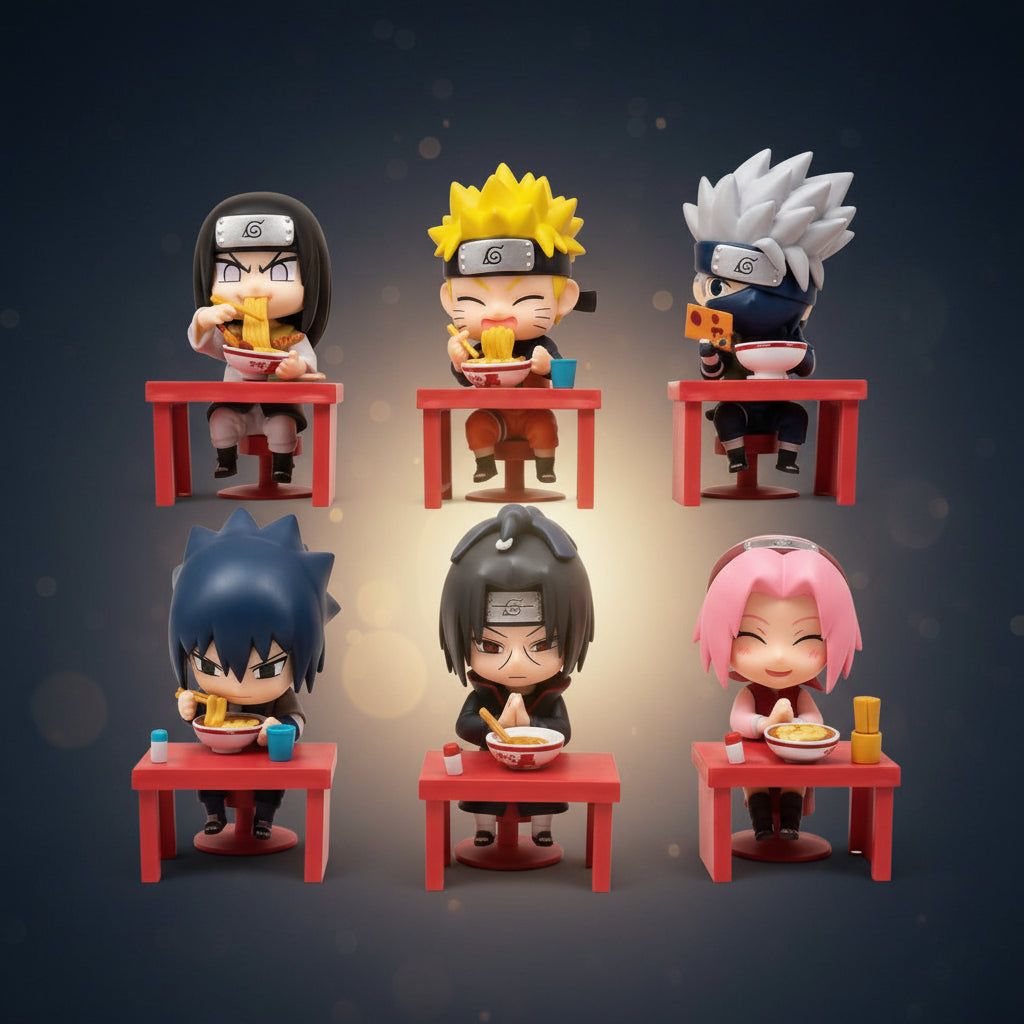 Naruto Family Having Dinner Set of 6 Characters Anime Collectible Mini Figures