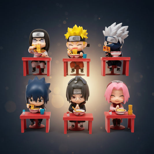 Naruto Family Having Dinner Set of 6 Characters Anime Collectible Mini Figures
