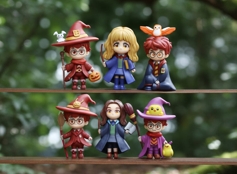 Harry Potter Magic Hogwarts Academy Student Mini Figure Set of 6 (6 cm)