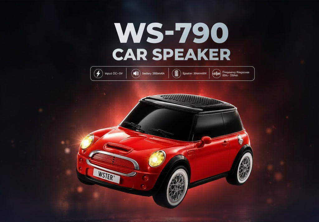WSTER WS-790 Mini Cooper Model Wireless Car Bluetooth Speaker 5 Watts| FM Radio, USB, TF Card, LED Lights