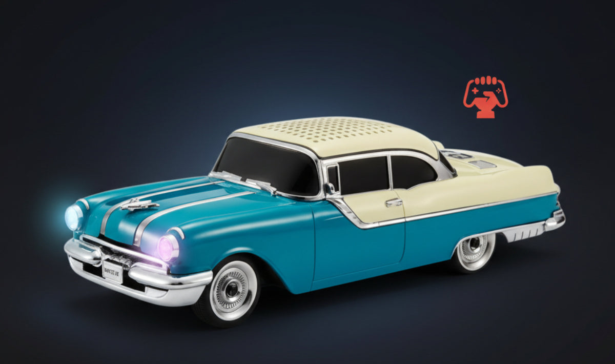 Classic Vintage Wster WS-598 1958 Chevy-Inspired Car Shaped Wireless Bluetooth Speaker 10 Watts| with LED Lights, Retro Design FM Radio, USB, TF Card ()