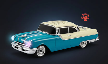 Classic Vintage Wster WS-598 1958 Chevy-Inspired Car Shaped Wireless Bluetooth Speaker 10 Watts| with LED Lights, Retro Design FM Radio, USB, TF Card ()