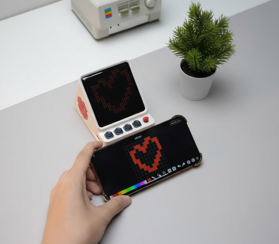 DIY Micro Pixel Art Clock Bluetooth Speaker with LED Display
