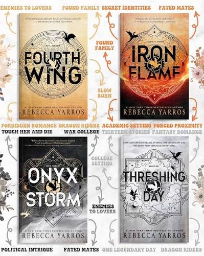 The Empyrean Series Collection 4 Books Set - Fourth Wing, Iron Flame, Onyx Storm, Threshing Days By Rebecca Yarros (Paperback)
