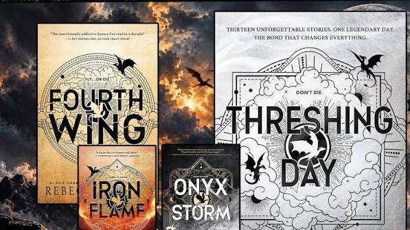 The Empyrean Series Collection 4 Books Set - Fourth Wing, Iron Flame, Onyx Storm, Threshing Days By Rebecca Yarros (Paperback)