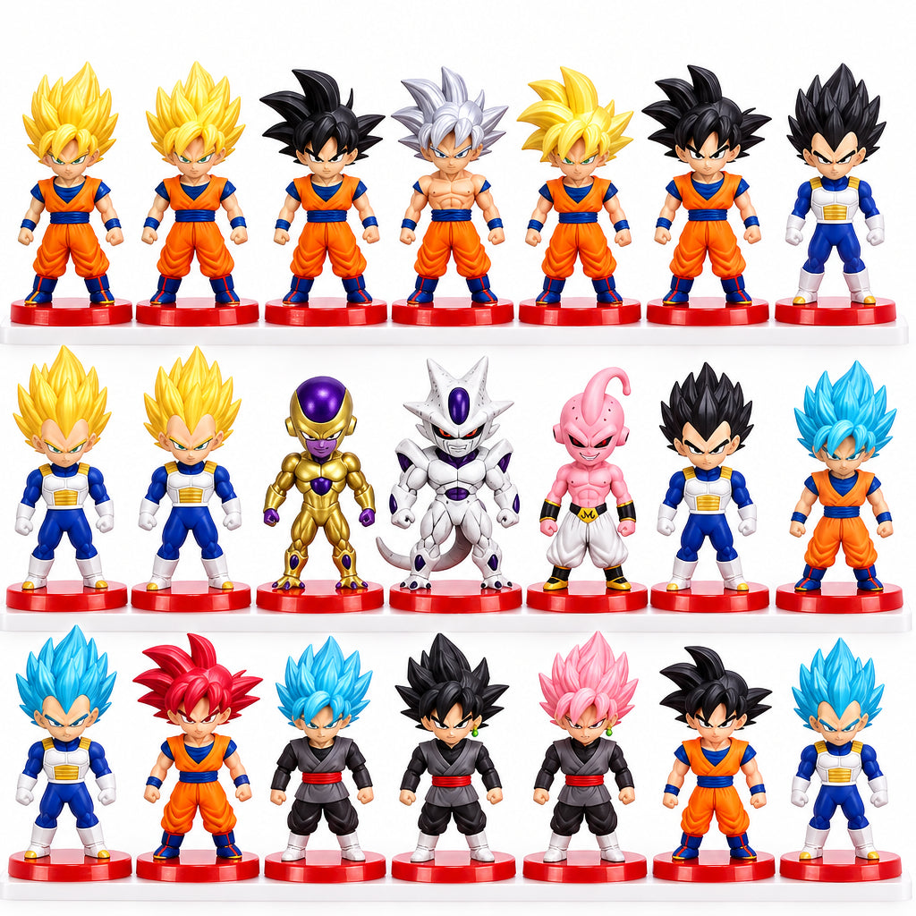 21 Pcs Set of Son Goku GohanVegeta Frieza Vegeto Trunks Piccolo Action Figure Anime