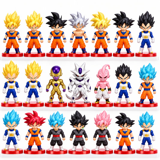 21 Pcs Set of Son Goku GohanVegeta Frieza Vegeto Trunks Piccolo Action Figure Anime
