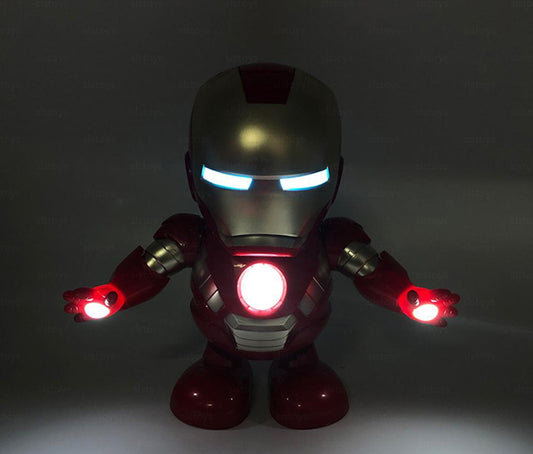 Dancing Iron Man Action Figure Toy with Lights & Sounds for Kids