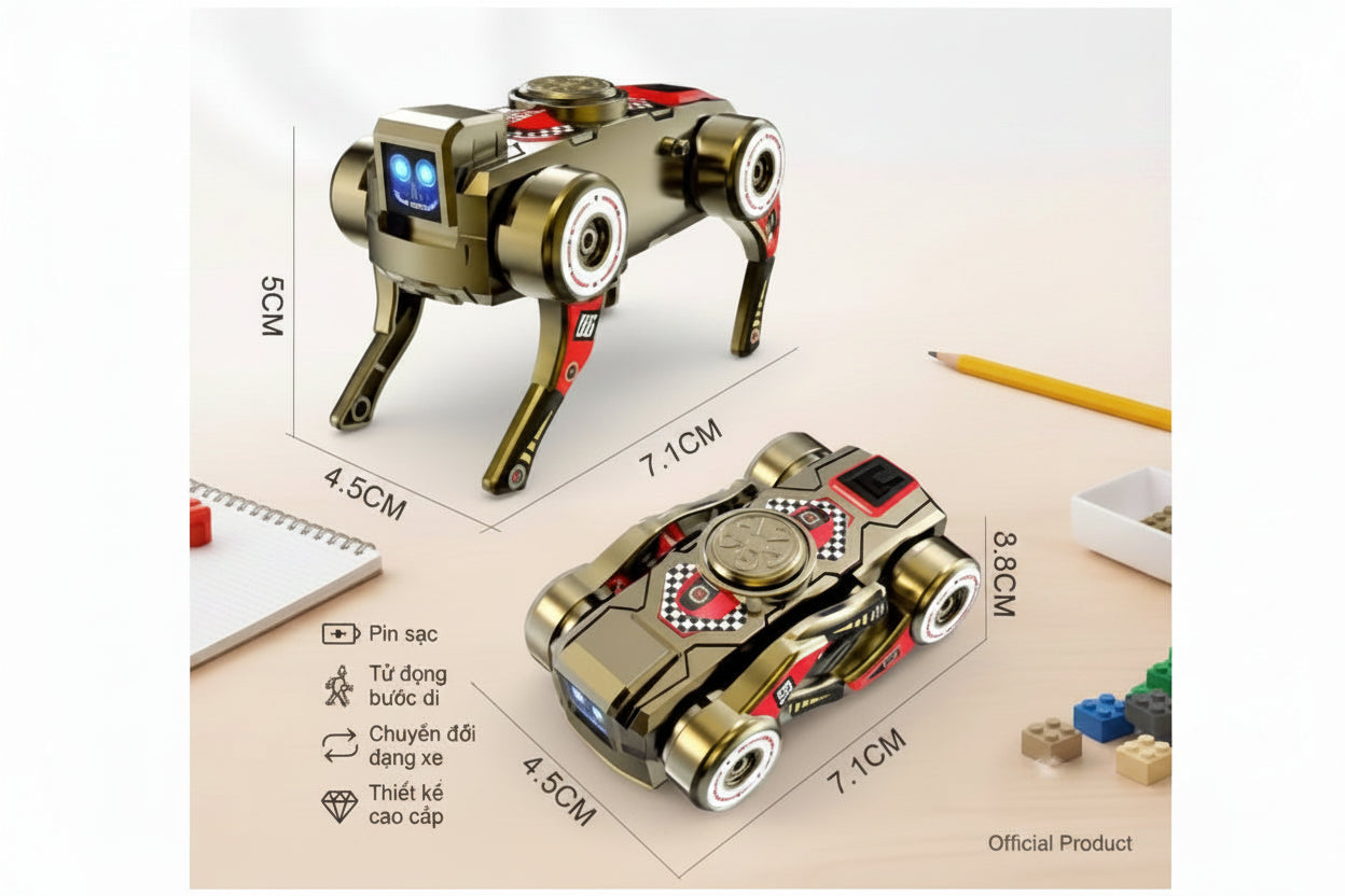 Spin-O-Dog Transformable Mechanical Dog Fidget Gyroscope Toy 2 in 1 | Deformation Spinner, Stress Relief, Sensory Gadget