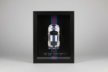 Premium Wooden Porsche 3D Car Frame Wall Decor Diecast Metal Car Interactive Wall Decor with Openable Doors, Pull Back Display Car
