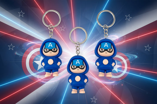 Captain America - 3 in 1 Superhero Face Changing Keychain Pack of 3