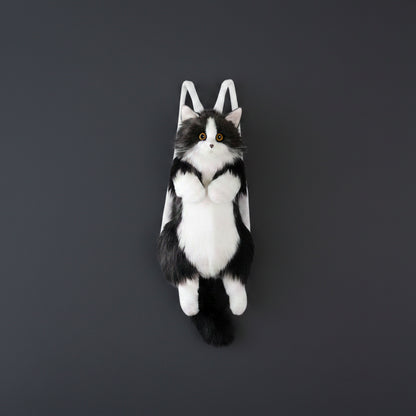 Kitty Black Furry Backpack and Shoulder Bag