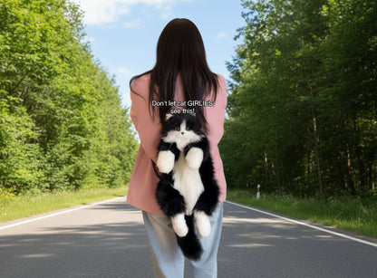 Kitty Black Furry Backpack and Shoulder Bag