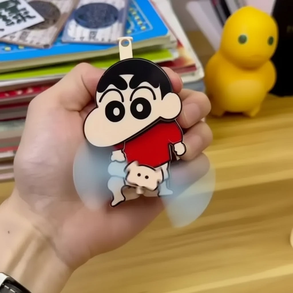 Shinchan Nunucopter Manual Hand PressFan Keychain