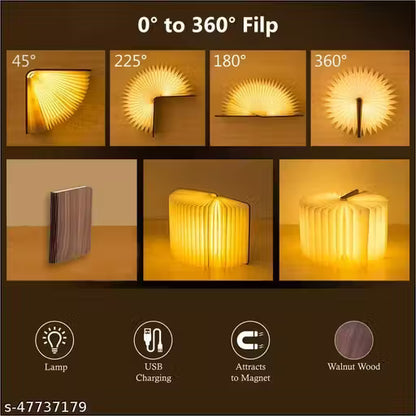 Book Lamp Rechargeable LED Book Night Lamp| Portable Reading Lamp | (Walnut Wood)