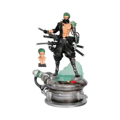 Zoro Cyberpunk Futuristic Samurai with Dual Head & Mechanical Base Premium Figure 42cm