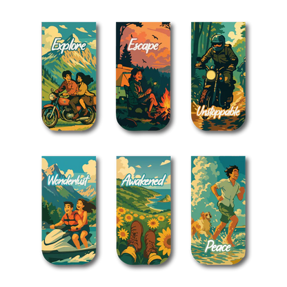 Adventure Vibes Magnetic Bookmarks – Set of 6 Explore, Escape, Wanderlust & More
