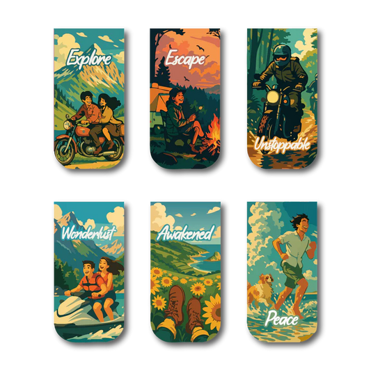 Adventure Vibes Magnetic Bookmarks – Set of 6 Explore, Escape, Wanderlust & More