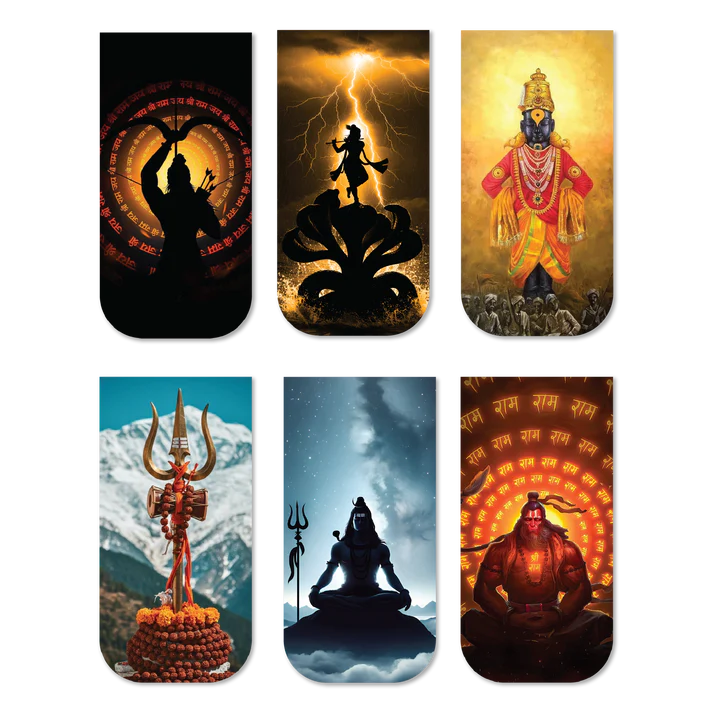 Divine Sanatani Magnetic Bookmark - Combo Set of 12 (Design 1 + 2)