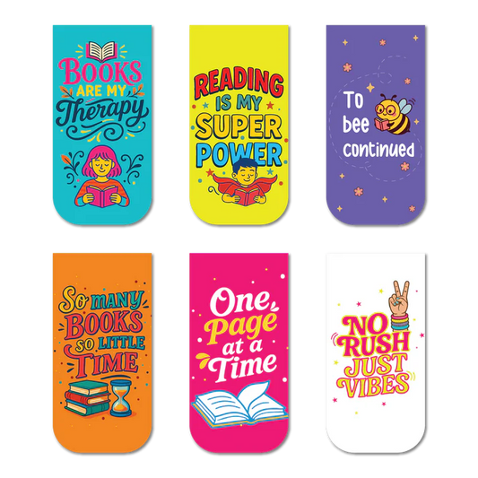Book Lovers Magnetic Bookmarks – Fun & Colorful Quotes (Set of 6)