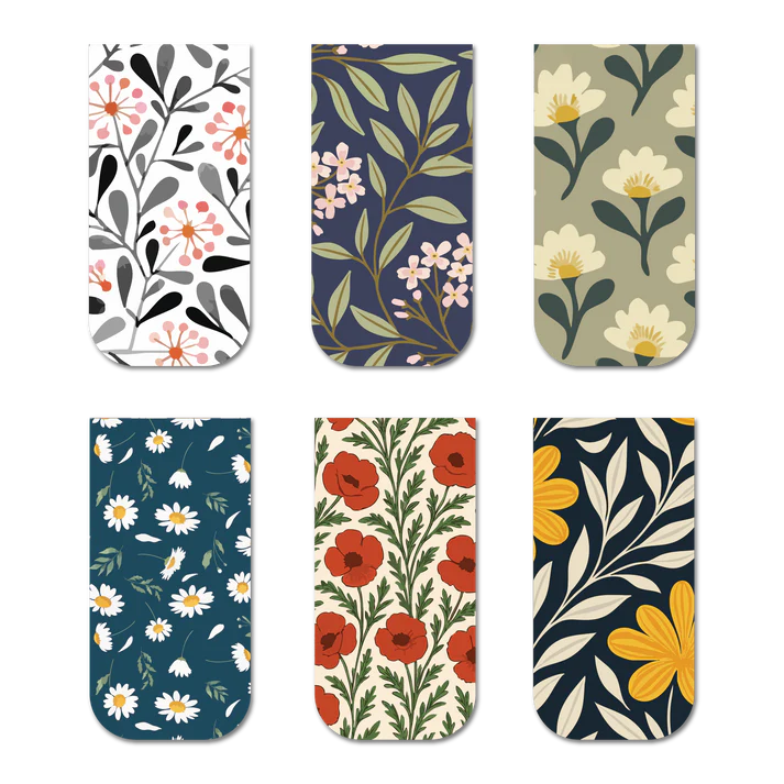 Elegant Floral Patterns - Magnetic Bookmarks (Set of 6)