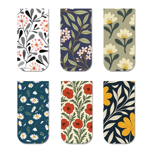 Elegant Floral Patterns - Magnetic Bookmarks (Set of 6)