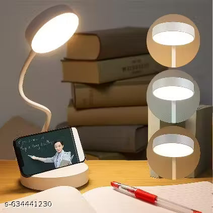 Rechargeable Study Touch Control Table With Phone Holder, Warm Color LED Eye Care, Adjustable Reading, USB Charging, White