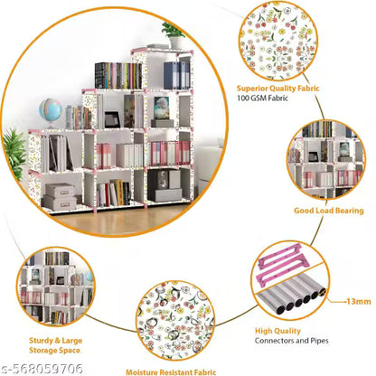 12 Shelf Book shelf Almirah - Foldable, Collapsible & Portable bookshelf,open wardrobe