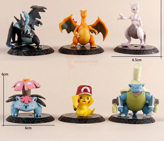 Pokemon 6pcs Set with base - Action Figure 6-8cm