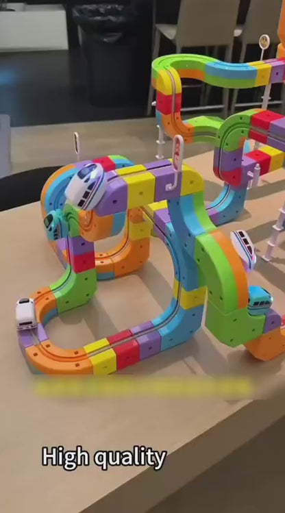 Magical Anti Gravity Racing Train Track Set 51 Pcs with Motorized Train & Flexible 3D Tracks | STEM Learning Toy for Kids 3+
